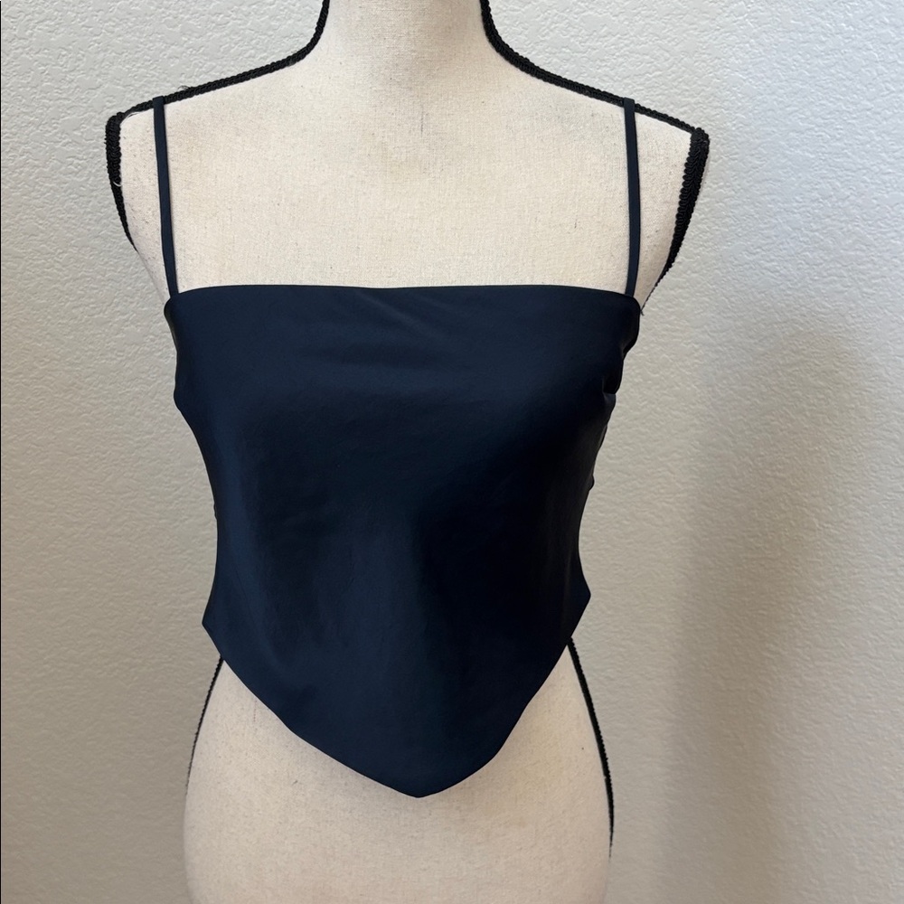 Aritzia Sunday Best Elektra Satin Camisole Toe Back Navy Size XS - Picture 6 of 7